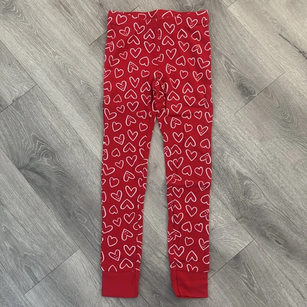 Old Navy Kids Medium Pajama Set Long Sleeve Long Pants with White Hearts NWT